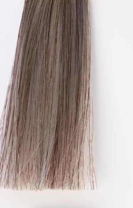 Antes: mechón con canas, gris sin brillo